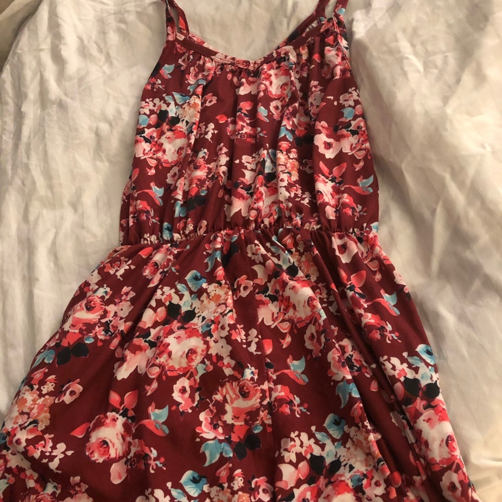 Summer Shorts Red Floral tank romper